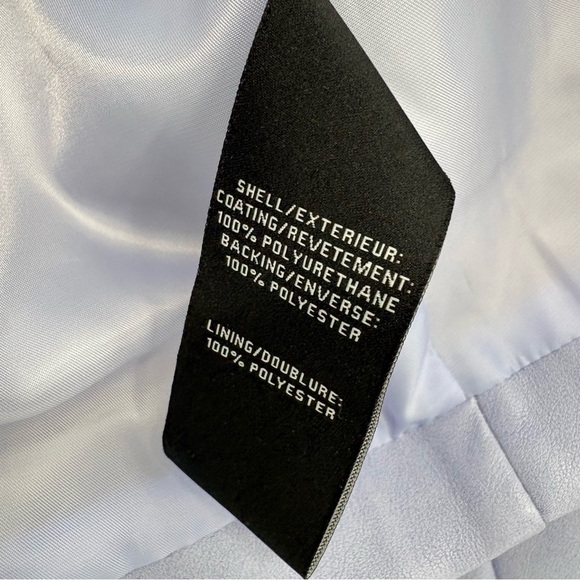 7 For All Mankind Faux Leather Cropped Jacket Sz Medium Lavender Double Breasted - Picture 12 of 13